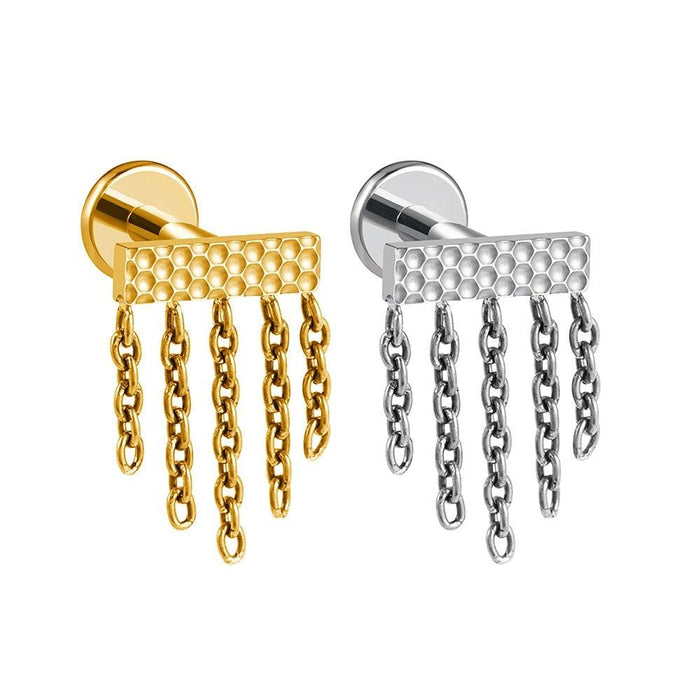 Titanium Hammer Tassel Lip Ring: Premium Body Jewelry for Piercing Enthusiasts