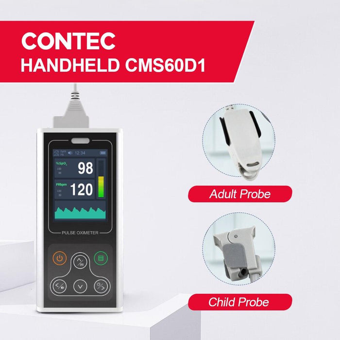 CONTEC Handheld Fingertip Pulse Oximeter Sleep Heart Rate Monitor - Adult Neonatal Pediatric Vet Veterinary SPO2 PR PI