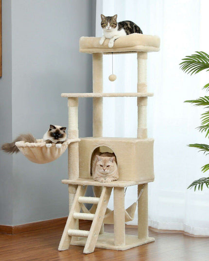 Luxurious Multi-Level Cat Tower: Stylish Oasis with Plush Beds and Sturdy Scratch Posts