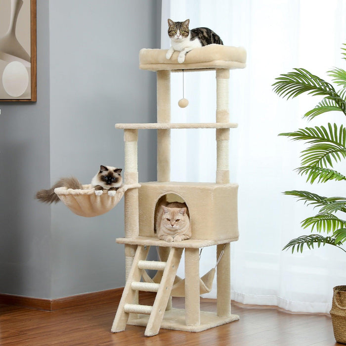Luxurious Multi-Level Cat Tower: Stylish Oasis with Plush Beds and Sturdy Scratch Posts