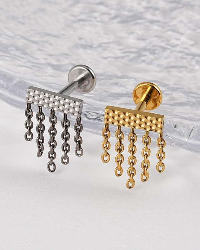 Titanium Hammer Tassel Lip Ring: Premium Body Jewelry for Piercing Enthusiasts