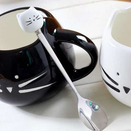 Adorable Cat-Themed Ceramic Mug and Spoon Set - A Purrfect Gift for Cat Lovers - 400ml Capacity