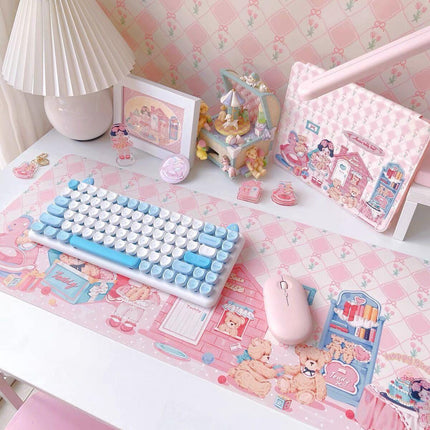 Adorable Kawaii Pink Bunny Oversized Desk Mat - Cute, Functional, and Non-Slip! - Très Elite