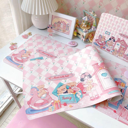 Adorable Kawaii Pink Bunny Oversized Desk Mat - Cute, Functional, and Non-Slip! - Très Elite