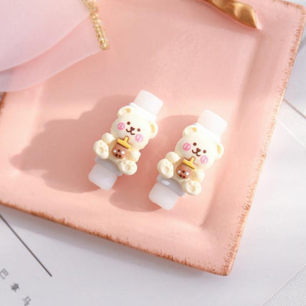 Adorable Milk Coffee Cartoon Cable Protector for Charging & Headphones..