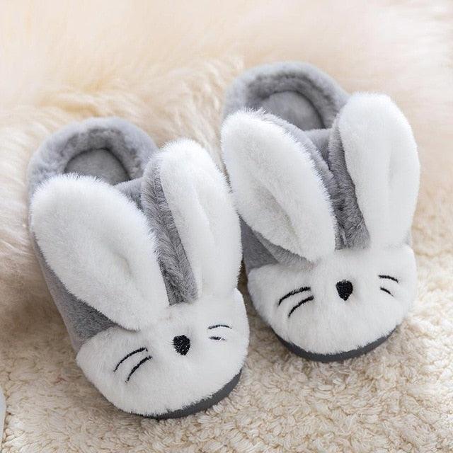 Adorable Rabbit-Themed Winter Slippers for Kids - Warm and Comfy Design