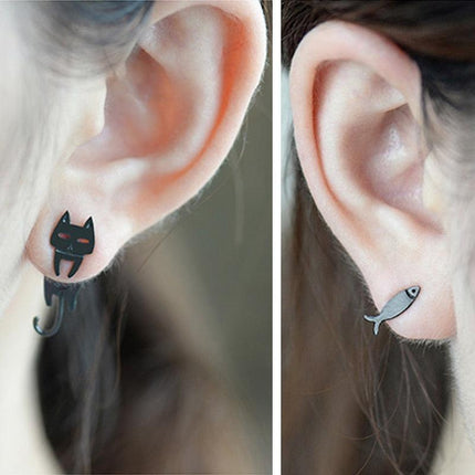 Adorable Sterling Silver Catfish Dangle Earrings for Feline Enthusiasts - Très Elite