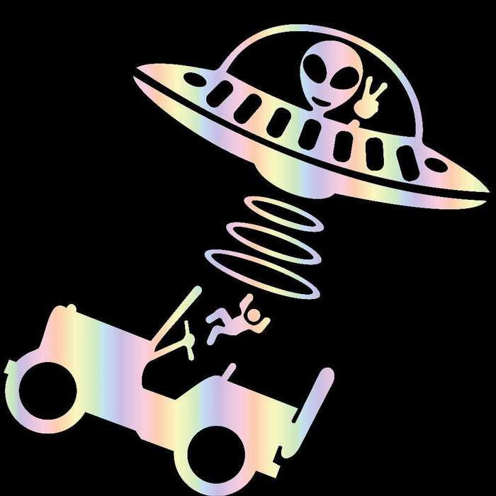 Reflective Alien Abduction Decals for Jeep or Car - Set of 2