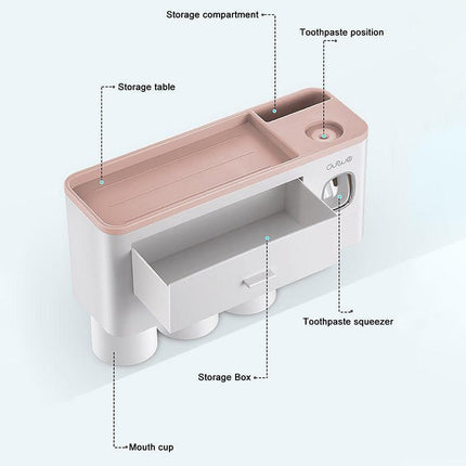 All-in-One Bathroom Organization Kit: Toothbrush Holder, Toothpaste Dispenser, and More - Très Elite