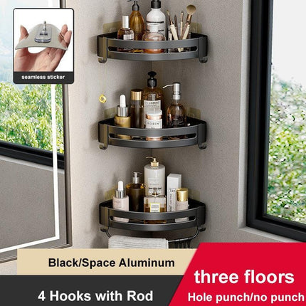 Aluminum Corner Shelf Rack with Versatile Dual Installation Options