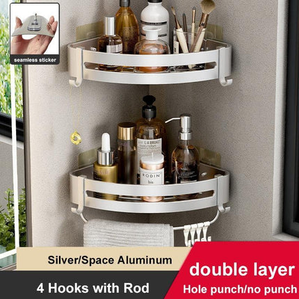 Aluminum Corner Shelf Rack with Versatile Dual Installation Options