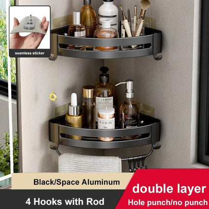 Aluminum Corner Shelf Rack with Versatile Dual Installation Options