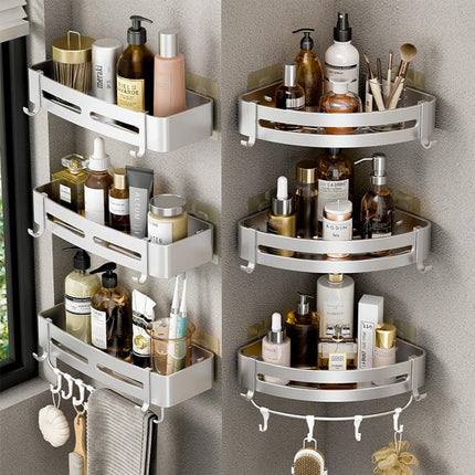 Aluminum Corner Shelf Rack with Versatile Dual Installation Options