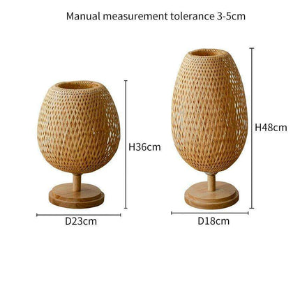 Artisan Crafted Bamboo Rattan Table Lamp - Chic Vintage Chinese Style Lighting for Home Atmosphere