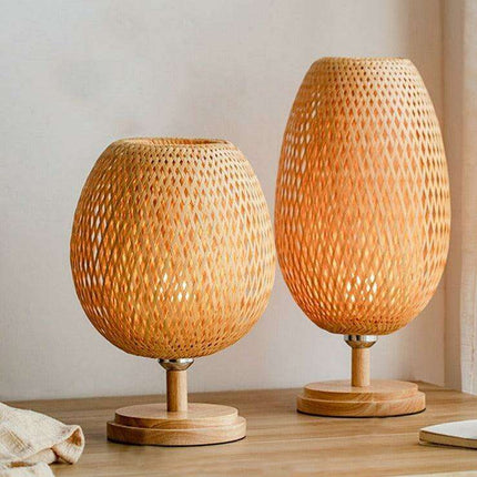 Artisan Crafted Bamboo Rattan Table Lamp - Chic Vintage Chinese Style Lighting for Home Atmosphere