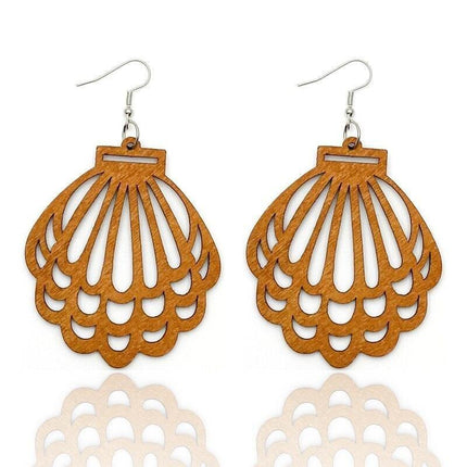 Artisan-Made Geometric Wood Dangle Earrings - Afro-Boho Ethnic Style Jewelry - Très Elite
