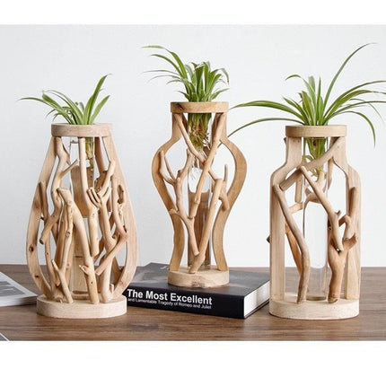 Artisan-crafted Wooden Vase for Stylish Home Accents