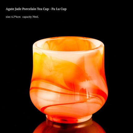 Artisanal Chinese Agate Jade Porcelain Tea Cups - Handcrafted Elegance for Your Tea Experience - Très Elite