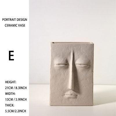 Artistic Nordic Face Mask Ceramic Vase - Modern Home Decor Piece.