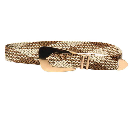 Asymmetrical Clasp Woven Waist Belt for Effortless Chic Style- Très Elite- Très Elite