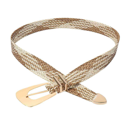 Asymmetrical Clasp Woven Waist Belt for Effortless Chic Style- Très Elite- Très Elite