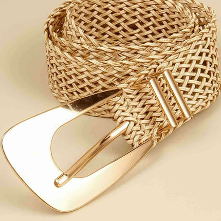Asymmetrical Clasp Woven Waist Belt for Effortless Chic Style- Très Elite- Très Elite
