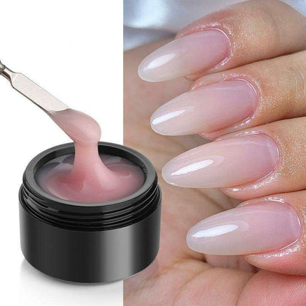 At-Home Salon Nail Extension Kit – Milky White UV Builder Gel for Professional Results.