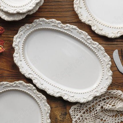 Baroque Elegance Ceramic Dining Plate Set - Elevate Your Table Experience - Très Elite