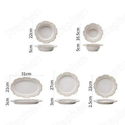 Baroque Elegance Ceramic Dining Plate Set - Elevate Your Table Experience - Très Elite