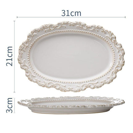 Baroque Elegance Ceramic Dining Plate Set - Elevate Your Table Experience - Très Elite