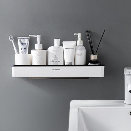 Bathroom Wall Organizer with Towel Rack and Hanging Bar