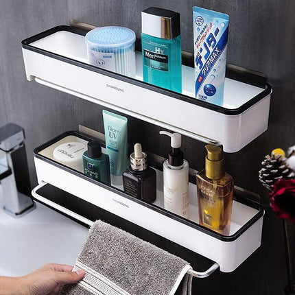 Bathroom Wall Organizer with Towel Rack and Hanging Bar