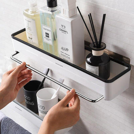 Bathroom Wall Organizer with Towel Rack and Hanging Bar