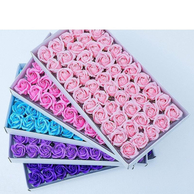 Blossoming Rose Soap Flower Collection - 50 Piece Set for Elegant Decor and Special Occasions