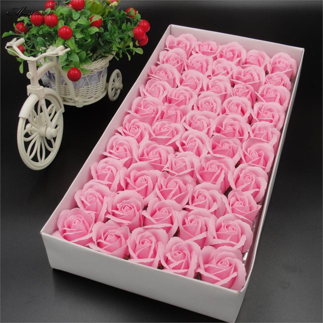 Blossoming Rose Soap Flower Collection - 50 Piece Set for Elegant Decor and Special Occasions