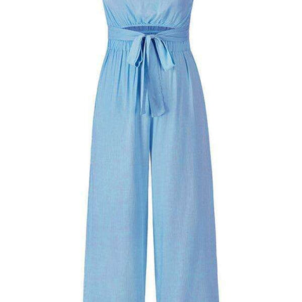 Bohemian Backless Jumpsuit & Straight Trouser Set: Summer Must-Have