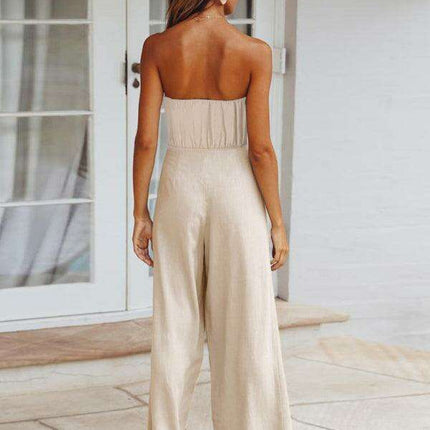 Bohemian Backless Jumpsuit & Straight Trouser Set: Summer Must-Have