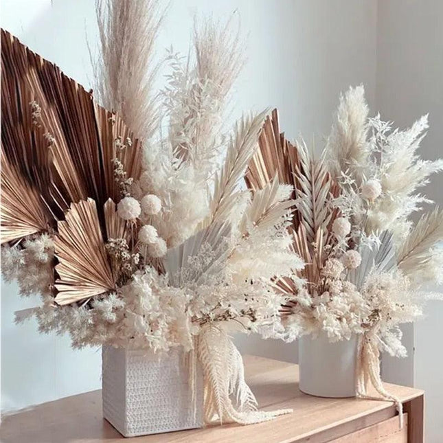 Bohemian Chic: Exquisite Palm Leaf and Pampas Grass Decor for Home and Weddings