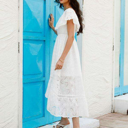 Bohemian Dream Lace Off-Shoulder Dress with Playful Details - Très Elite