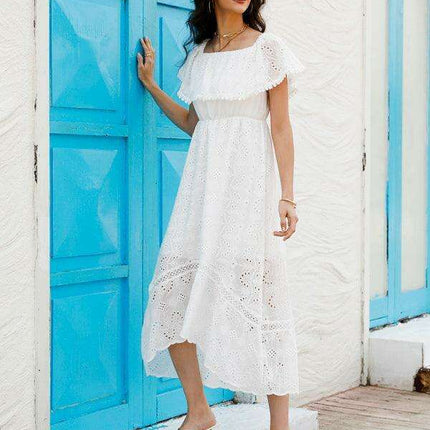 Bohemian Dream Lace Off-Shoulder Dress with Playful Details - Très Elite