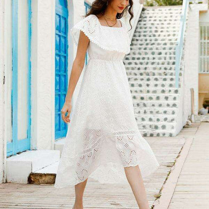 Bohemian Dream Lace Off-Shoulder Dress with Playful Details - Très Elite