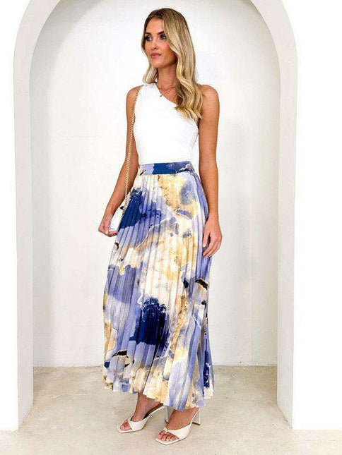 Bohemian Elegance Pleated A-Line Skirt