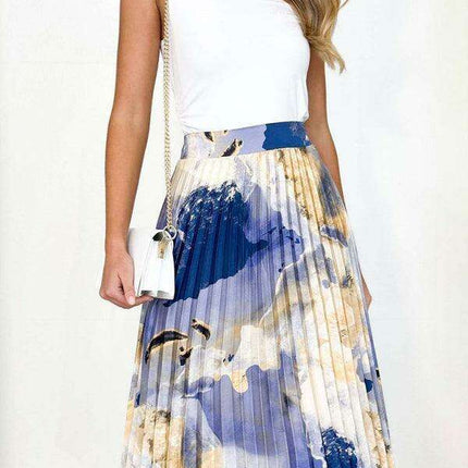 Bohemian Elegance Pleated A-Line Skirt