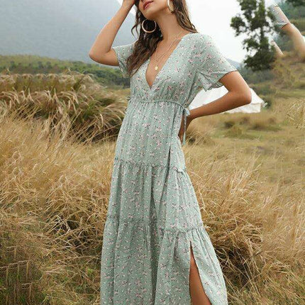 Bohemian Floral Ruffle Summer Dress for Women- Très Elite- Très Elite