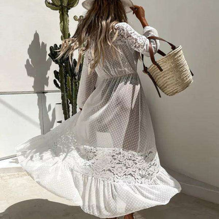 Bohemian Lace Sun Protection Sheer Blouse - Très Elite