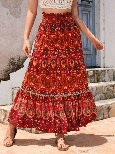 Bohemian Style Hollow Patchwork Maxi Skirt - Women's Fashion