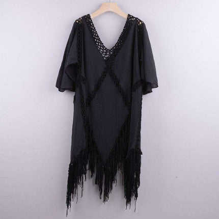 Boho Chic Crochet Fringed Cover-Up | Stylish Poncho for Summer Beach Escapes - Très Elite