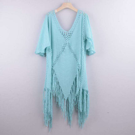 Boho Chic Crochet Fringed Cover-Up | Stylish Poncho for Summer Beach Escapes - Très Elite
