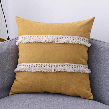 Boho-Chic Embroidered Pillow Covers with Trendy Tassel Details - Très Elite