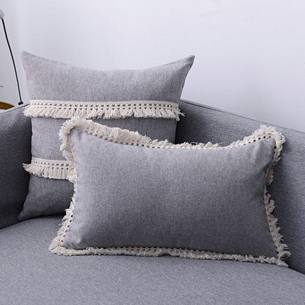 Boho-Chic Embroidered Pillow Covers with Trendy Tassel Details - Très Elite